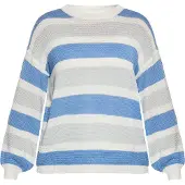 Usha Pullover azul / cinzento claro / branco