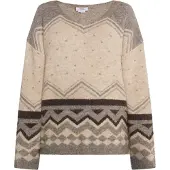 Usha Pullover 'Rakata' bege / castanho escuro / acinzentado