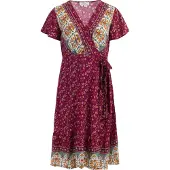 Usha Vestido verde / baga / laranja / branco