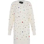 Faina Vestido de malha genciana / verde / vermelho / branco natural