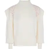 Faina Pullover cor-de-rosa / prata / transparente / branco lã