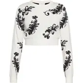 IZIA Pullover preto / branco lã