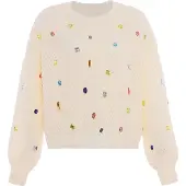Faina Pullover azul / laranja / branco lã