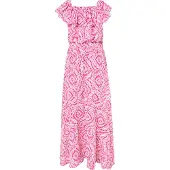 IZIA Vestido de verão rosa / vermelho escuro / branco