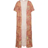 Usha Kimono azul claro / amarelo escuro / vermelho florescente / vermelho escuro