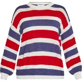 Usha Pullover azul / vermelho / offwhite