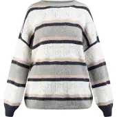 Usha Pullover 'Carnea' bege / navy / cinzento / branco