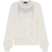 Faina Pullover prata / branco lã