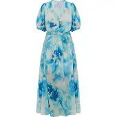 IZIA Vestido creme / turquesa / azure / azul céu