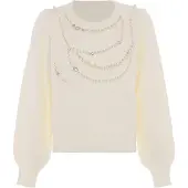 Faina Pullover prata / branco pérola / branco lã