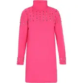 Faina Vestido de malha azul real / fúcsia / vermelho claro / prata