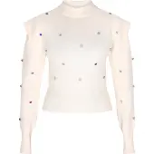 Faina Pullover azul / vermelho / prata / branco lã