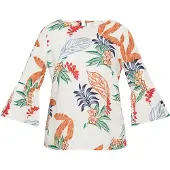 Usha Blusa azul / verde / laranja / branco