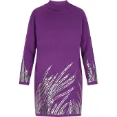 Faina Vestido de malha roxo escuro / prata