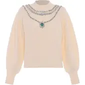 Faina Pullover bege / esmeralda / prata