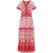 Usha Vestido rosa pastel / vermelho / preto / branco