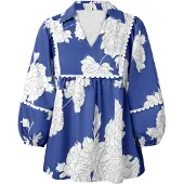 Imily Bela Blusa azul / cinzento escuro / branco