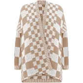 Imily Bela Casaco de malha bege escuro / branco