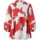 Imily Bela Blusa cinzento / vermelho / branco