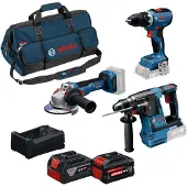 Bosch Kit De Ferramentas Elétricas Kit18v:gsr+gbh+gws+1x5+1xexba5.5ah