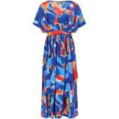 Ebeeza Vestido 'Spring Summer' navy / azul claro / laranja / laranja escuro