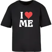 Miss Tee Camisa 'I Love Me' vermelho sangue / preto / branco