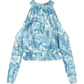 Ebeeza Blusa 'Spring Summer' azul / azure / menta / branco