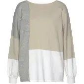 LASCANA Pullover bege / cinzento / branco