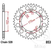 JT Sprockets Roda Dentada Traseira 520 Jtr853.38 Steel