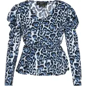 Faina Blusa 'Festive' navy / azul claro / preto