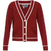 Dreimaster Maritim Casaco de malha vermelho escuro / branco