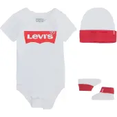 Levi's Kids Macacão/Body 'Classic Batwing Infant 3pc Set' branco