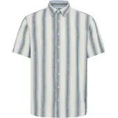 Blend Camisa ' BHBobby Linen Mix ' bege claro / azul / cinzento