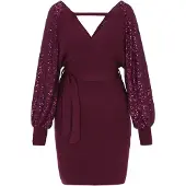 Faina Vestido de malha roxo escuro