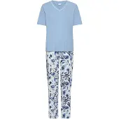 LASCANA Pijama azul / navy / azul céu / branco