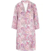 Usha Vestido bege / azul claro / ameixa / branco