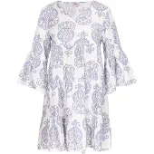 Usha Vestido camelo / azul / branco
