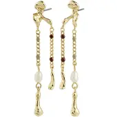 Pilgrim Brincos 'Reggie' ouro / vermelho escuro / branco pérola