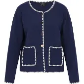 Usha Casaco de malha 'Classic' navy / branco