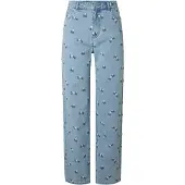 Pieces Jeans De Cintura Alta Flora Straight Emb