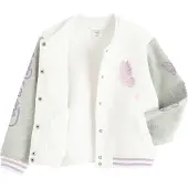 Cool Club Casaco em moletão cinzento / roxo / cor-de-rosa / branco