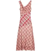 Desigual , vestido de alças aos quadrados, Mulher, PoliÉSter, Vermelho, XL