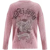 Ed Hardy Pullover 'Brave Heart Adler' cinzento / azul-violeta / cor-de-rosa