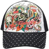 Ed Hardy Boné 'True Til Death' preto / branco