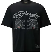 Ed Hardy Camisa 'Doppel-Panther' azul claro / cinzento / preto