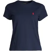 Ralph Lauren para mulher. 211B14605031 T-shirt de gola redonda azul-marinho (S), Casual, Manga curta