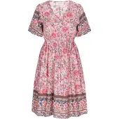 Gaya Vestido 'Boho' azul ciano / chocolate / cor-de-rosa / rosa escurecido