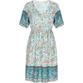 Gaya Vestido 'Boho Fashion' turquesa / safira / azul pastel / pêssego