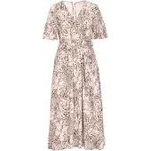 Usha Vestido castanho ferrugento / brocado / preto / branco