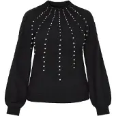 Faina Pullover preto / branco pérola